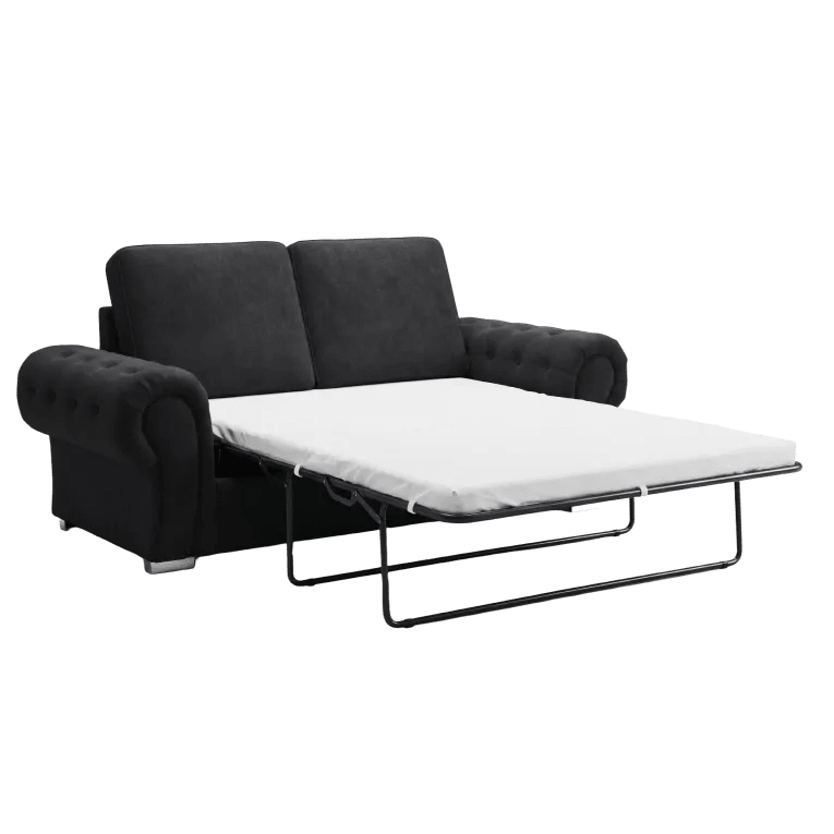 Verona High Back Black Fabric 3 Seater Sofa Bed - Furniture Instore