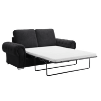 Verona High Back Black Fabric 3 Seater Sofa Bed