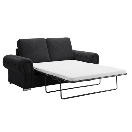 Verona High Back Black Fabric 3 Seater Sofa Bed - Furniture Instore