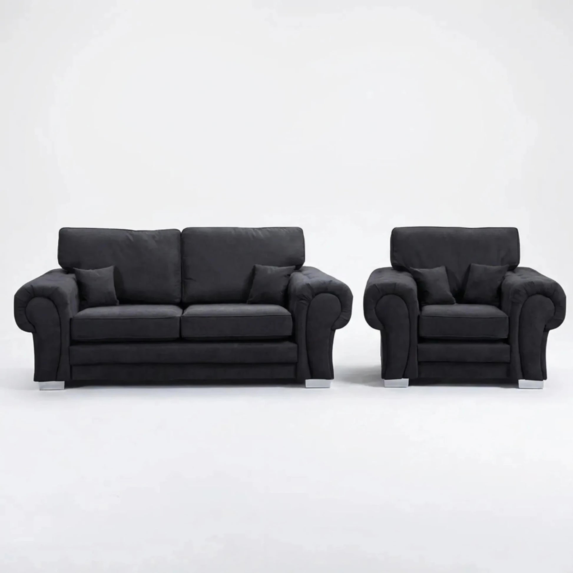 Verona High Back Black Fabric 3+1 Seater Sofa Set - Furniture Instore