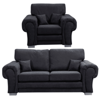 Verona High Back Black Fabric 3+1 Seater Sofa Set