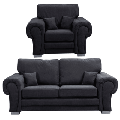 Verona High Back Black Fabric 3+1 Seater Sofa Set
