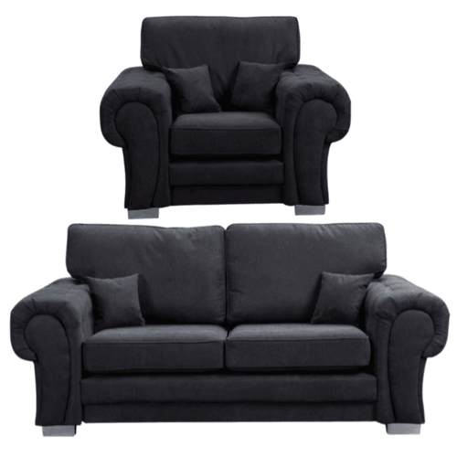 Verona High Back Black Fabric 3+1 Seater Sofa Set