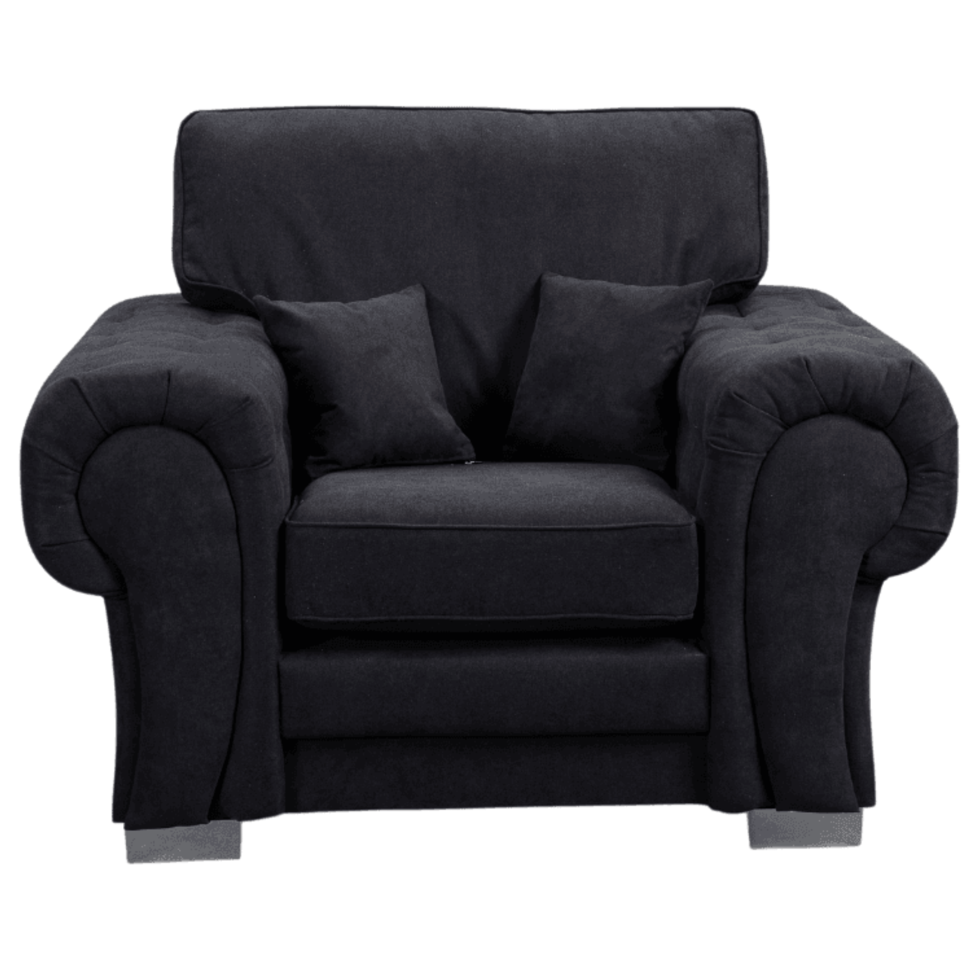 Verona high back black fabric armchair, front facing on a white background