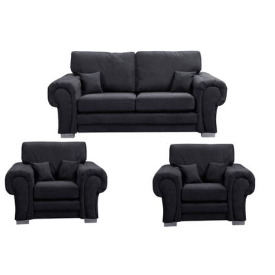 Verona High Back Black Fabric 3+1+1 Seater Sofa Set