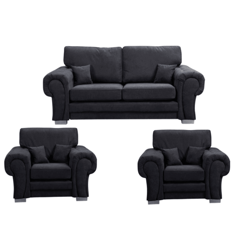 Verona High Back Black Fabric 3+1+1 Seater Sofa Set