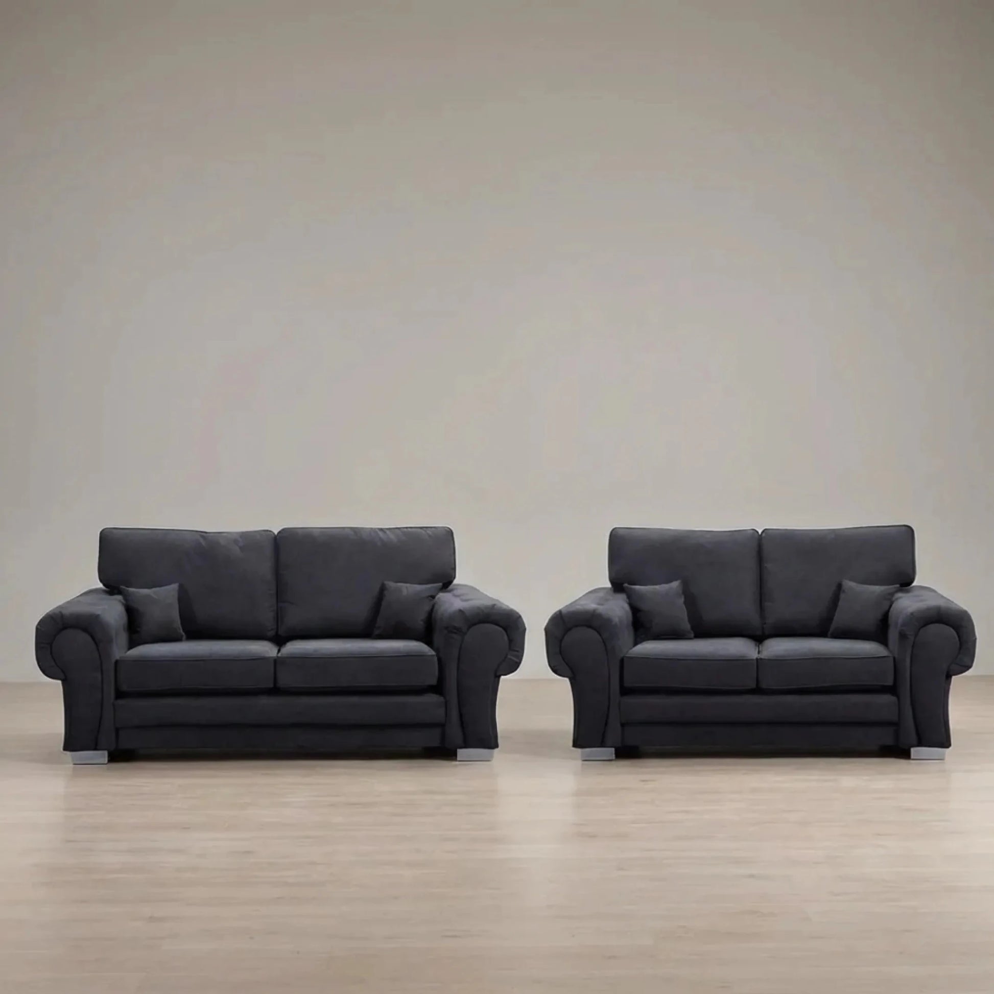 Verona High Back Black Fabric 3+2 Seater Sofa Set - Furniture Instore
