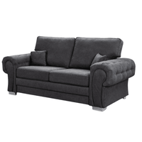 Verona high back black fabric 3 seater sofa, angled view on a white background