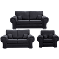 Verona High Back Black Fabric 3+2+1 Seater Sofa Set