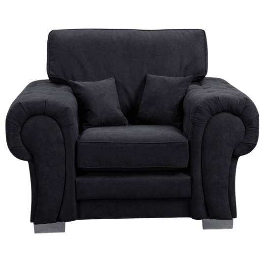 Verona high back black fabric armchair, front facing on a white background
