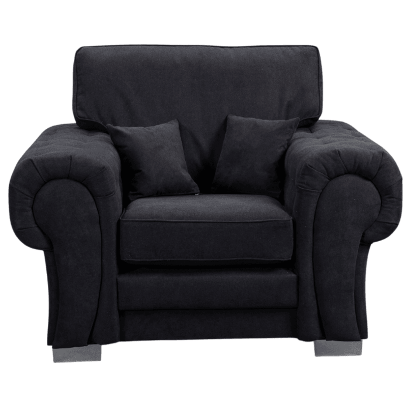 Verona high back black fabric armchair, front facing on a white background