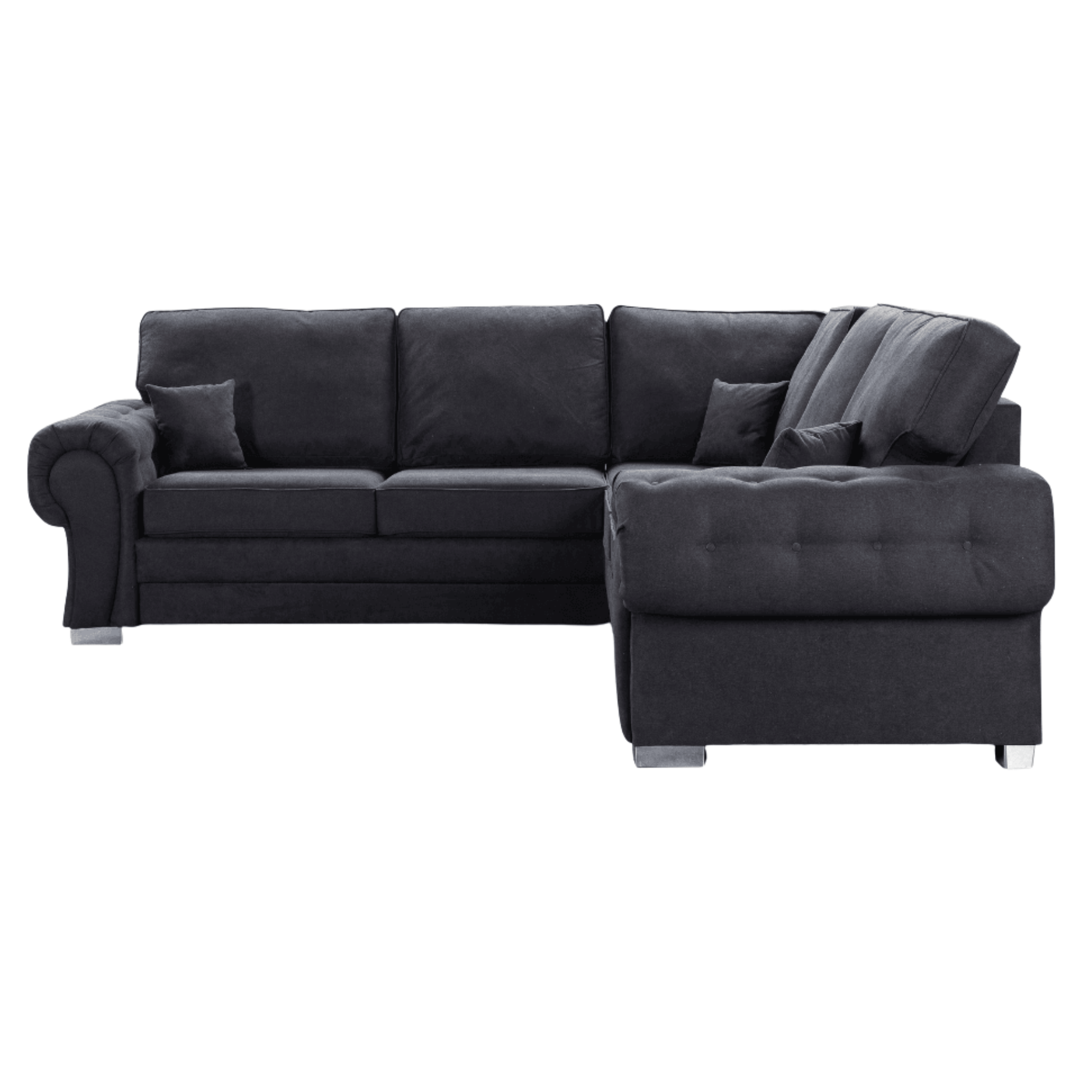 Verona high back black fabric sofa, front facing on a white background