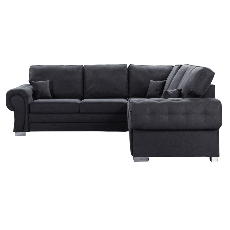 Verona high back black fabric sofa, front facing on a white background
