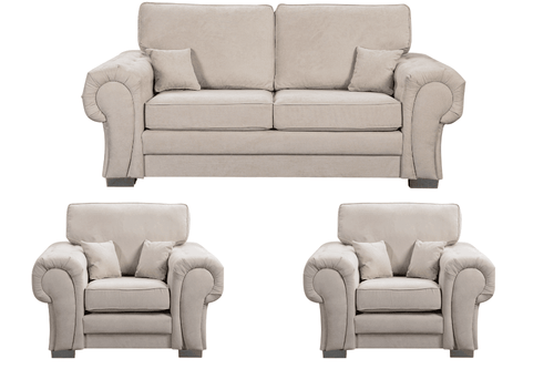 Verona High Back Cream Fabric 2+1+1 Seater Sofa Set