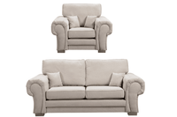 Verona High Back Cream Fabric 2+1 Seater Sofa Set