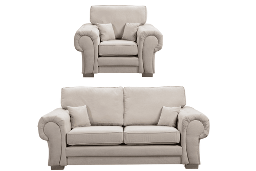 Verona High Back Cream Fabric 2+1 Seater Sofa Set