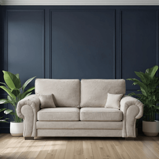 Verona High Back Cream Fabric 2 Seater Sofa - Furniture Instore