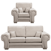 Verona High Back Cream Fabric 2+1 Seater Sofa Set