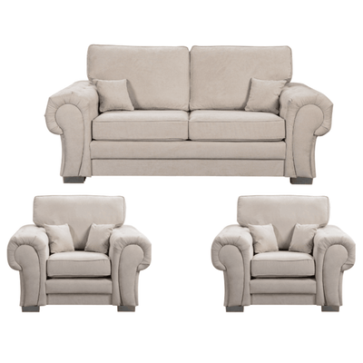 Verona High Back Cream Fabric 2+1+1 Seater Sofa Set