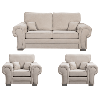 Verona high back cream 2+1+1 sofa set on a white background, front facing, showcasing modern elegance and comfort.