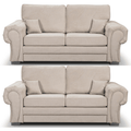 Verona High Back Cream Fabric 2+2 Seater Sofa Set