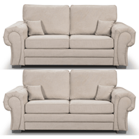 Verona High Back Cream Fabric 2+2 Seater Sofa Set