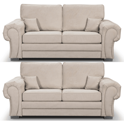 Verona High Back Cream Fabric 2+2 Seater Sofa Set