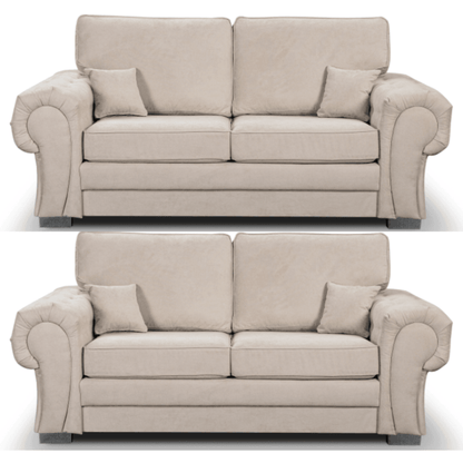 Verona High Back Cream Fabric 2+2 Seater Sofa Set - Furniture Instore