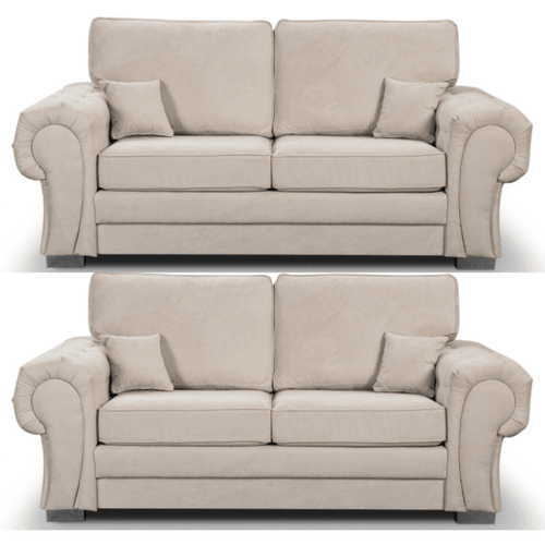 Verona High Back Cream Fabric 2+2 Seater Sofa Set