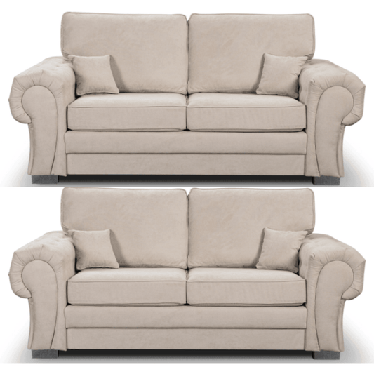Verona High Back Cream Fabric 2+2 Seater Sofa Set - Furniture Instore