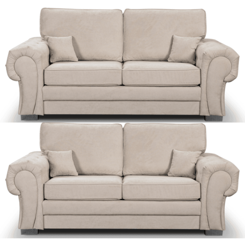 Verona High Back Cream Fabric 2+2 Seater Sofa Set - Furniture Instore