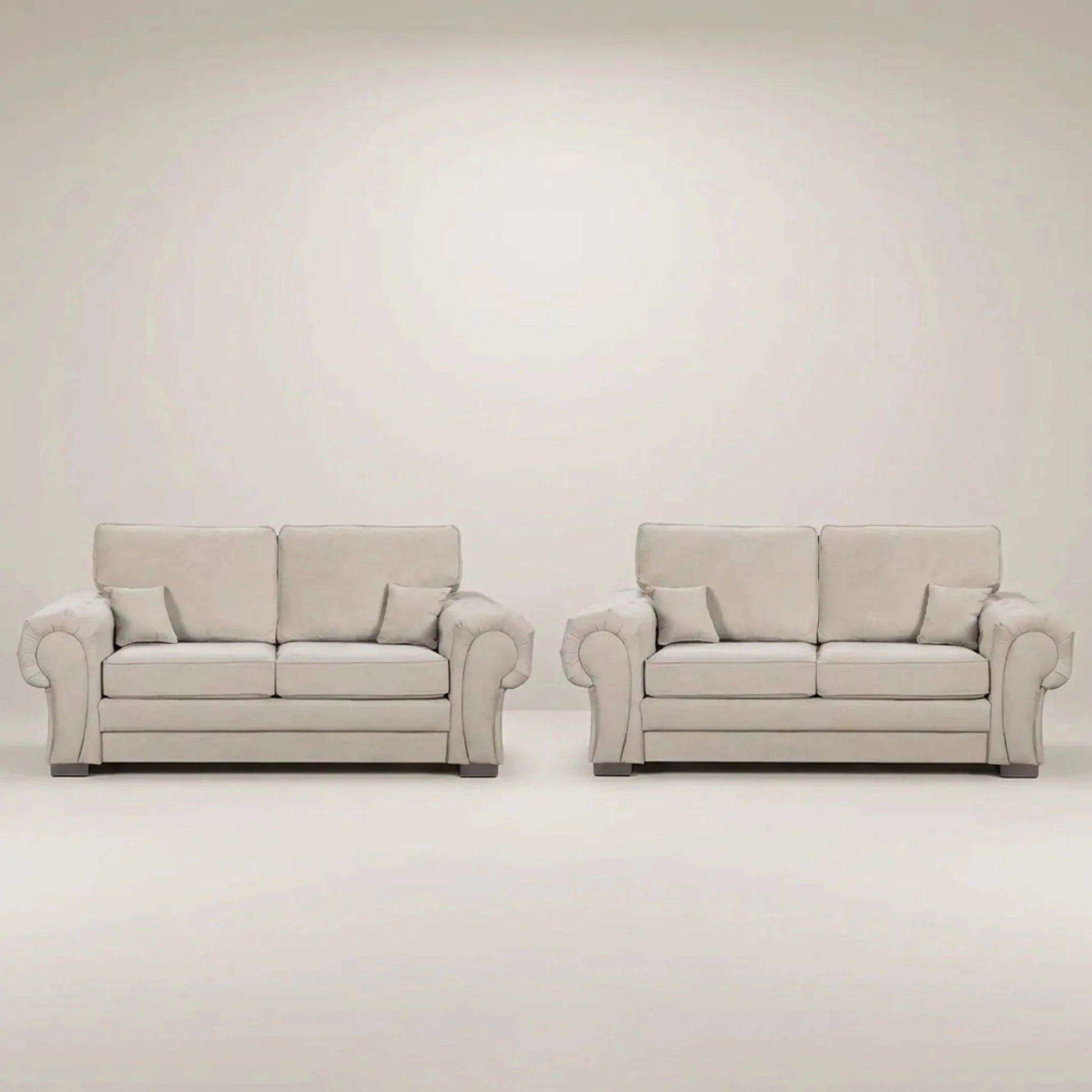 Verona High Back Cream Fabric 2+2 Seater Sofa Set - Furniture Instore