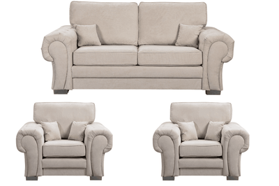 Verona High Back Cream Fabric 3+1+1 Seater Sofa Set