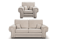 Verona High Back Cream Fabric 3+1 Seater Sofa Set