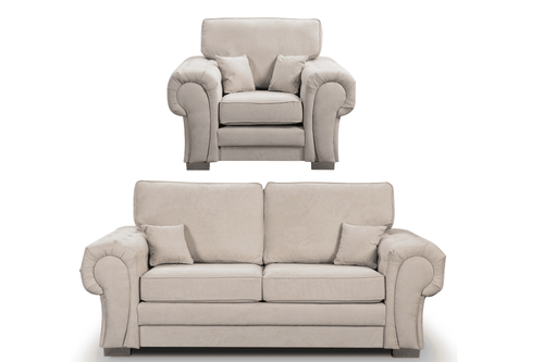 Verona High Back Cream Fabric 3+1 Seater Sofa Set