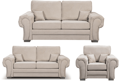 Verona High Back Cream Fabric 3+2+1 Seater Sofa Set