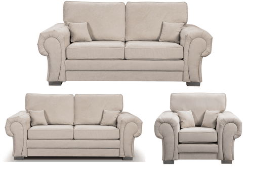 Verona High Back Cream Fabric 3+2+1 Seater Sofa Set