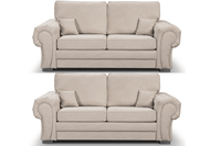 Verona High Back Cream Fabric 3+3 Seater Sofa Set