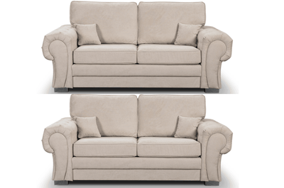 Verona High Back Cream Fabric 3+3 Seater Sofa Set