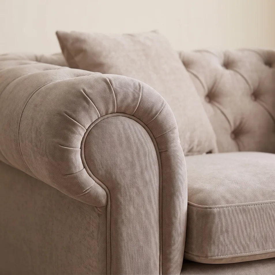 Verona High Back Cream Fabric 3 Seater Sofa Bed - Furniture Instore