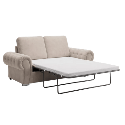 Verona High Back Cream Fabric 3 Seater Sofa Bed
