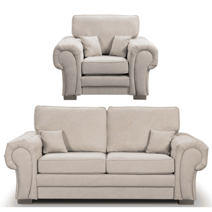 Verona High Back Cream Fabric 3+1 Seater Sofa Set - Furniture Instore