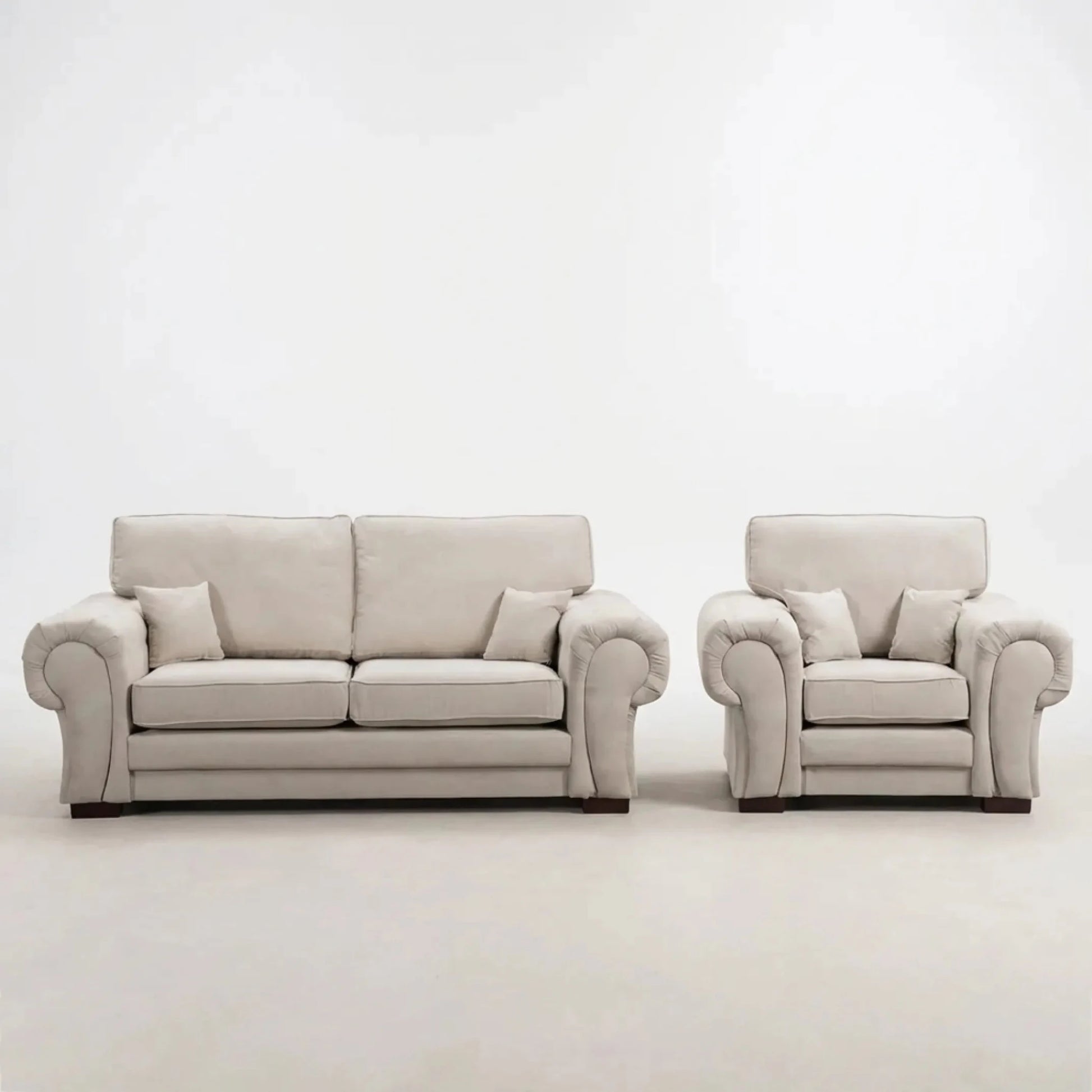 Verona High Back Cream Fabric 3+1 Seater Sofa Set - Furniture Instore