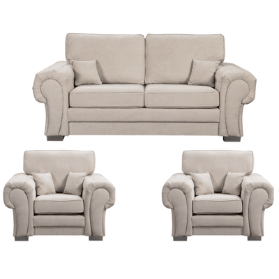 Verona High Back Cream Fabric 3+1+1 Seater Sofa Set