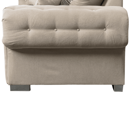 Verona high back cream 3 seater sofa close-up, highlighting fabric texture and modern elegant design.