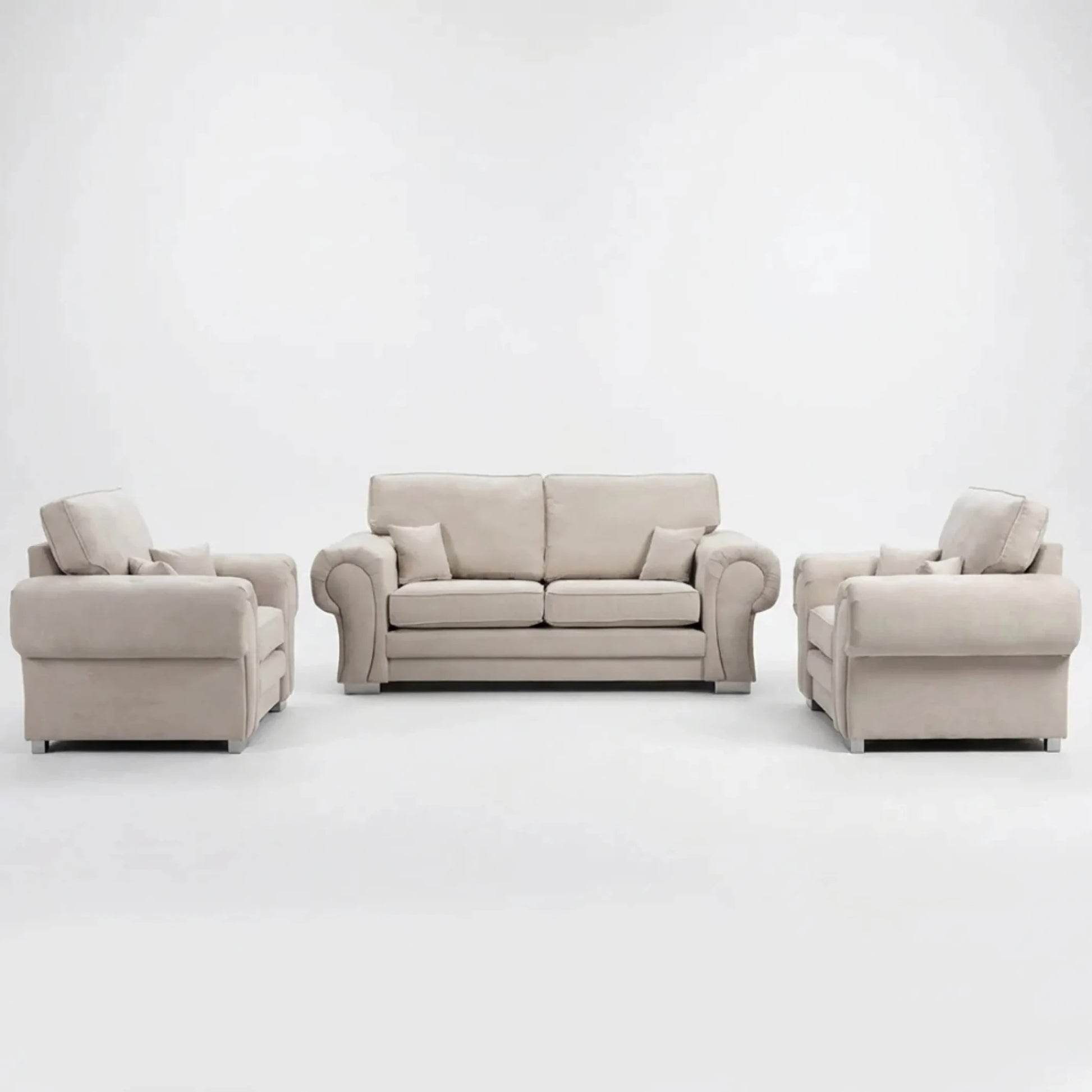 Verona High Back Cream Fabric 3+1+1 Seater Sofa Set - Furniture Instore