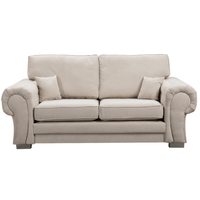Verona high back cream 3 seater sofa, front facing on a white background, modern and elegant design.