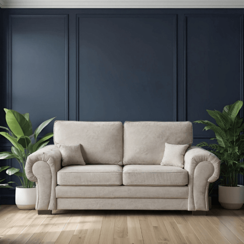 Verona High Back Cream Fabric 3+2 Seater Sofa Set - Furniture Instore