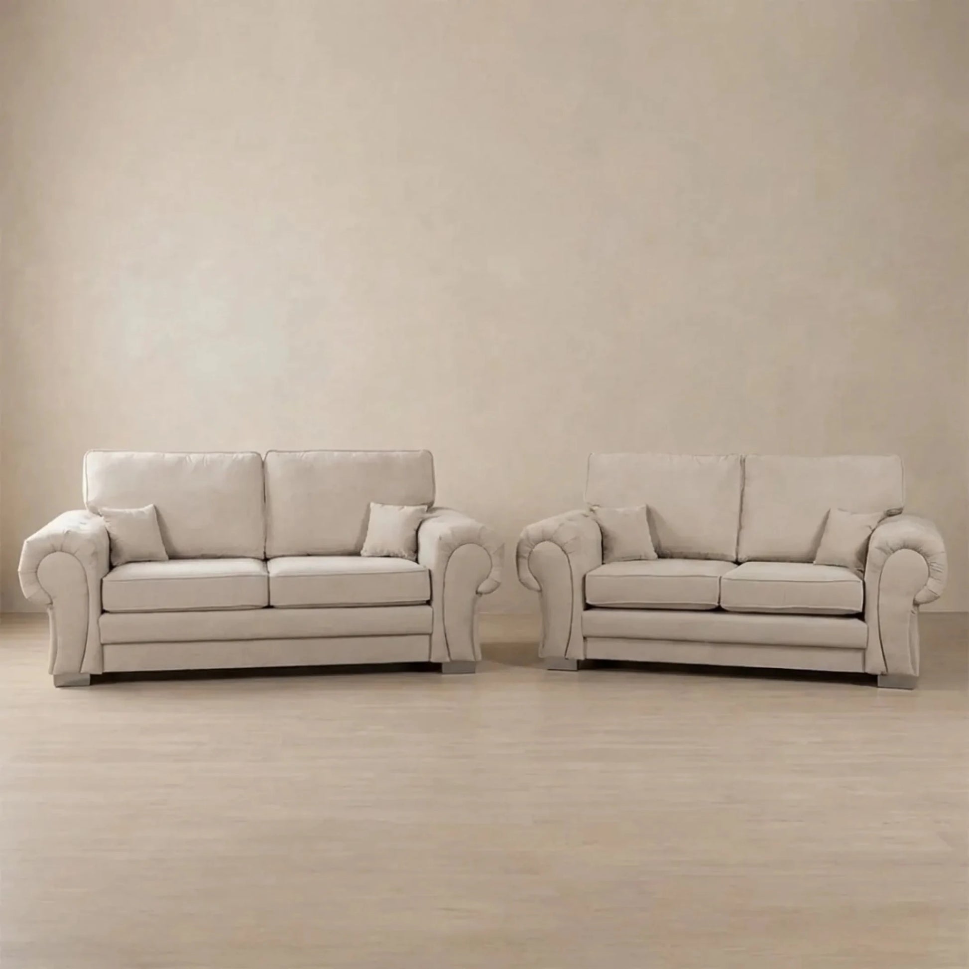 Verona High Back Cream Fabric 3+2 Seater Sofa Set - Furniture Instore