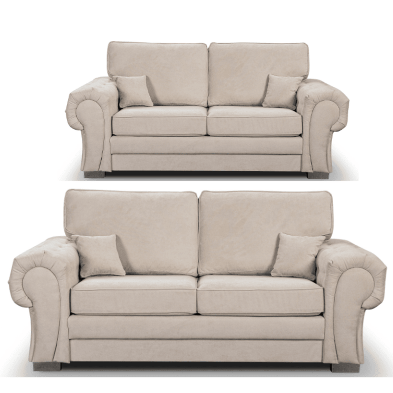 Verona High Back Cream Fabric 3+2 Seater Sofa Set - Furniture Instore